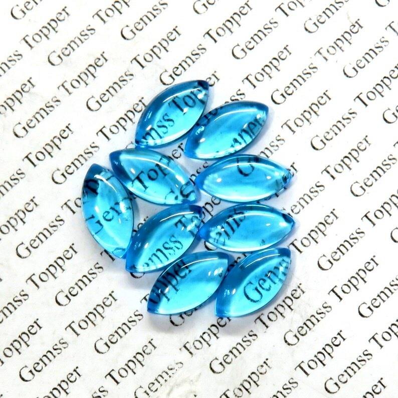 Swiss Blue Topaz 3x6 mm Marquise Cabochon